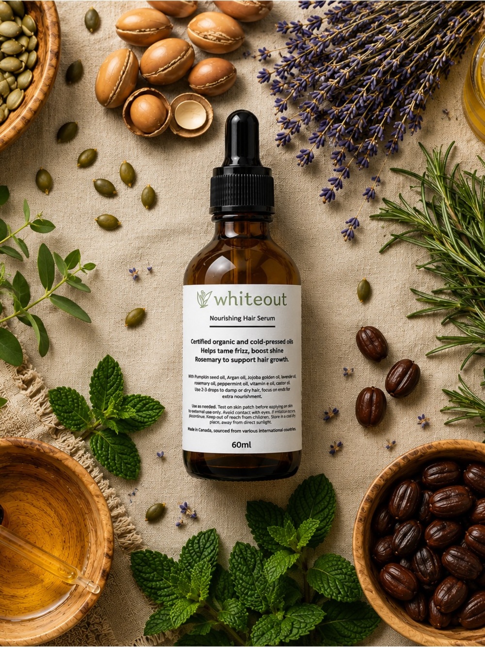 Nourishing Hair Serum Organic Natural oils supports growth and boosts shine